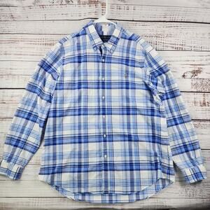 Polo Ralph Lauren Classic Fit Shirt XL Blue Plaid Flesh Pony Long Sleeve Button